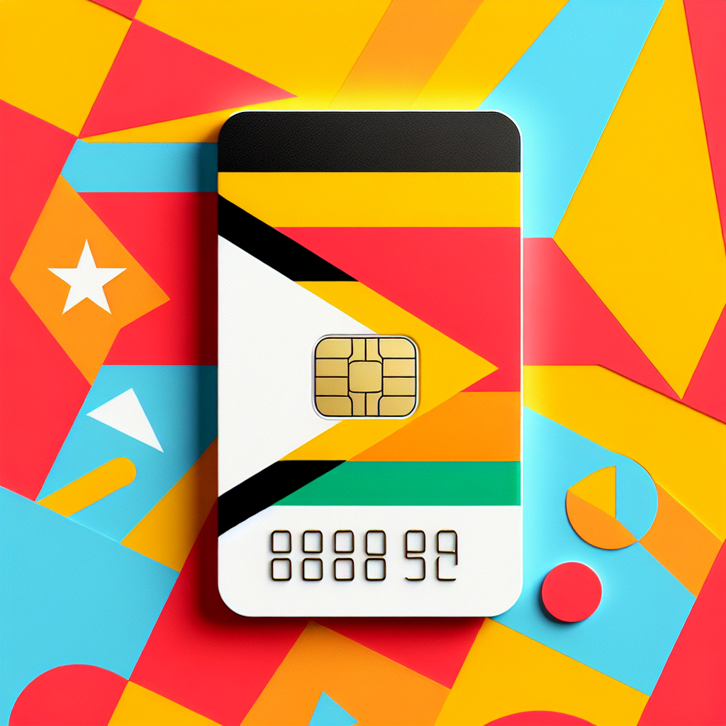 Generate a product photo for an esim card styled with the colors and patterns of the flag of Timor-Leste. The card should not include any text or inscriptions, maintaining a clean and minimalistic design. Communicate the essence of the card through its visual elements only.