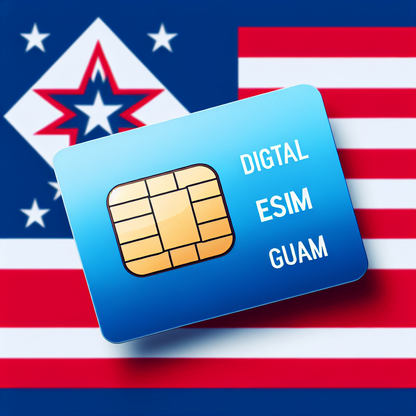 Create an image of a digital eSim card with the background design inspired by the flag of Guam. The card is a typical rectangular shape with rounded corners, and glossy, making it look professional and premium. However, make sure there is no text included in the image.