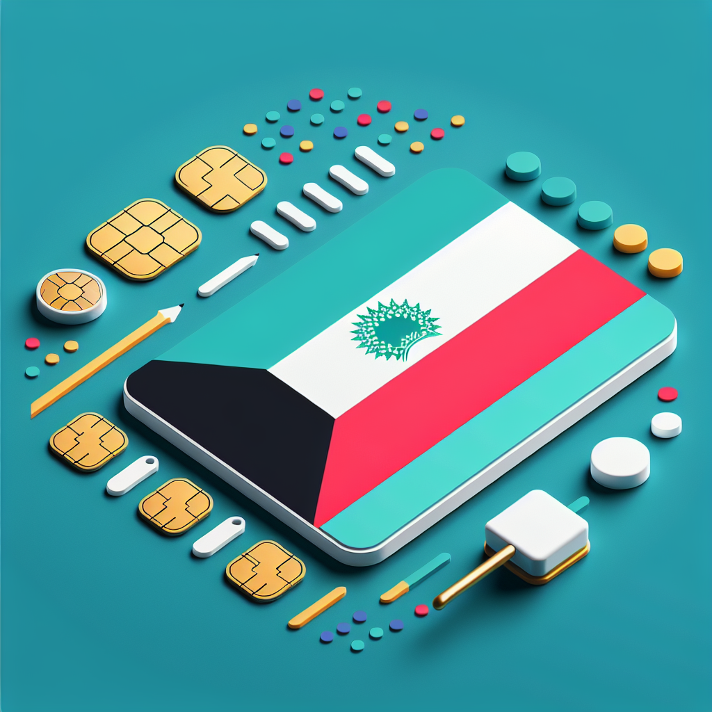 Create an image of an eSIM card designed for the country of Kuwait. Incorporate the colors and design of the Kuwaiti flag into the base of the eSIM card. Do not add any text, keeping the card clean and minimalistic.