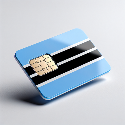 A product photo of an eSIM card for the country of Botswana. The card utilizes the colors and design of the Botswana flag - a light blue field cut horizontally in the middle by a black stripe with a thin white frame. The card should be sleek and glossy, reflecting the modernity of eSIM technology. Although it embodies the country's national identity, remember not to include any text or writing on the card.