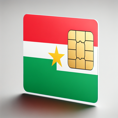 An eSIM card product image inspired by the country of Burkina Faso. The base of the card is designed based on the flag of Burkina Faso, which includes two horizontal bands of red and green with a yellow five-pointed star resting in the middle. No text is present anywhere in the image.