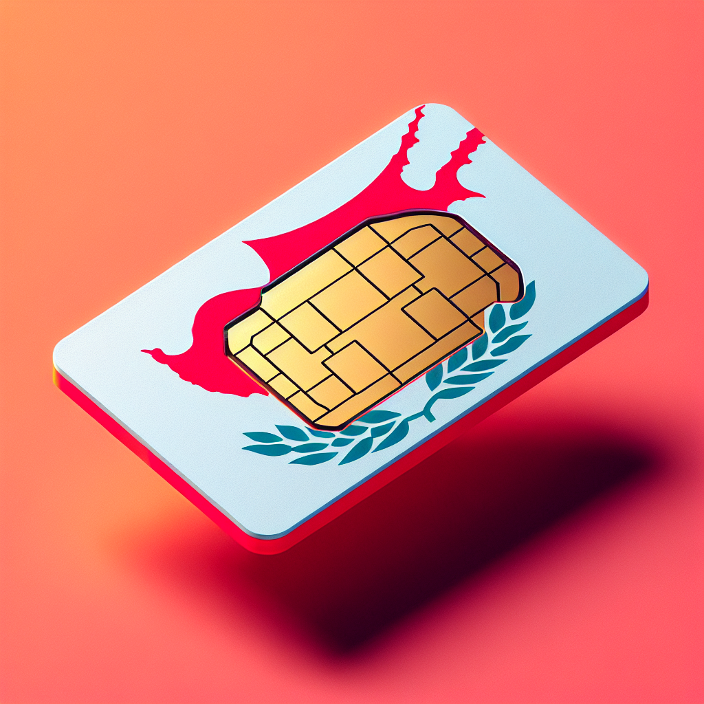 Generate an image of an eSIM card for the country of Cyprus. The base of the eSIM card should feature the colors and design of the country's flag. Make sure that the image contains no text at all. The eSIM card should look professional, akin to a product photo, and convey a sense of cutting-edge technology and connectivity.