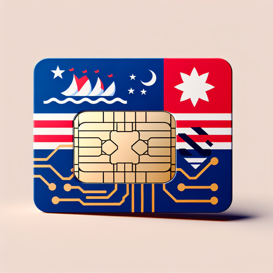 Generate a product photo for an eSim card associated with the country of Mayotte. Please incorporate the design of the country's flag as the foundational visual theme for the card. This eSim card doesn't contain any written materials or texts.