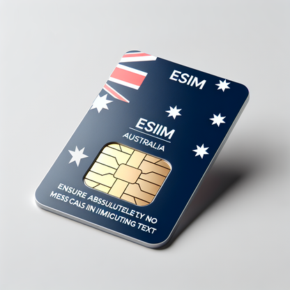 A product photo of an eSIM card themed around Australia. The card base should be designed with the flag of Australia minus any text. Ensure absolutely no text is included in the resulting image.