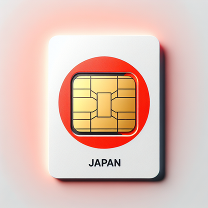 Generate an image of a product photo for an eSIM card designed for Japan. The base of the eSIM card should boast the vibrant hues of the Japanese flag, featuring a clean, minimalist design and no textual elements whatsoever.