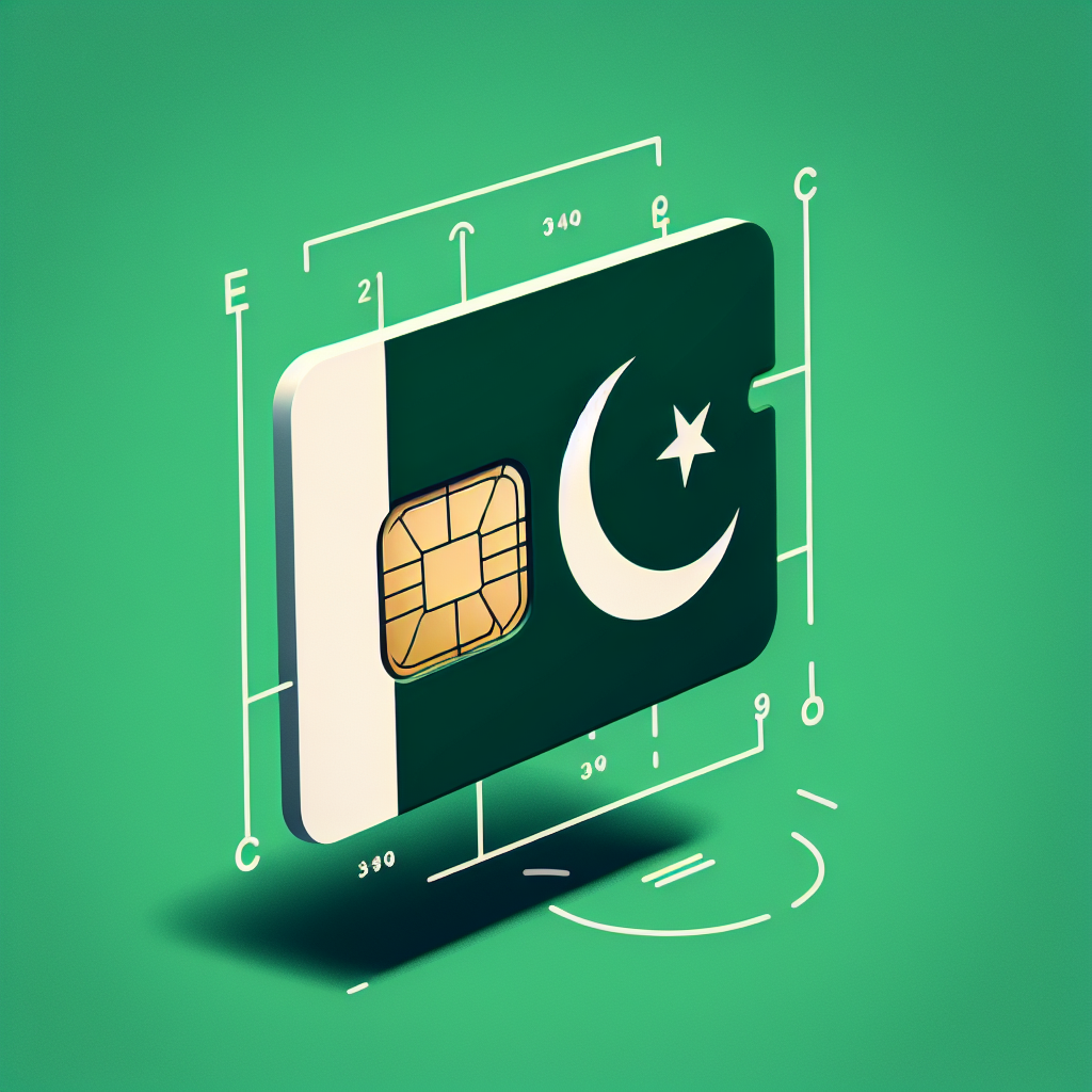 Create a professional product photograph of an eSIM card. The design of the eSIM card should incorporate the colours and characteristics of the flag of Pakistan, which consists mainly of green and white, and features a white star and crescent on a green field. This creative display should not include any textual elements, following the guidelines asked for purely visual representation.