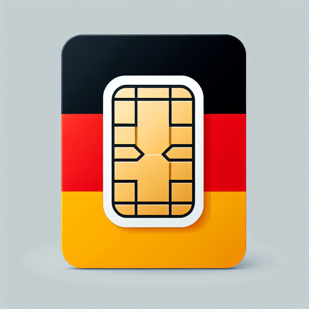 Create a product image of an eSIM card for Germany. The base of the card should incorporate the color scheme and design of the German flag, which consists of three horizontal stripes in black, red, and gold. However, to respect the user's request, ensure that there is absolutely no text included in the image.